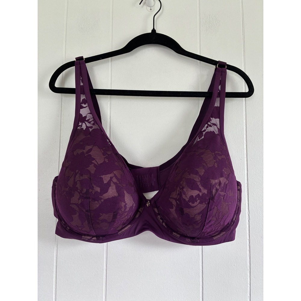 ThirdLove Foliage Plunge Bra‎ Purple Floral Lace Underwire 42D